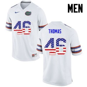 Men's Florida Gators #46 Will Thomas NCAA Nike White USA Flag Fashion Authentic Stitched College Football Jersey WAB0762JN